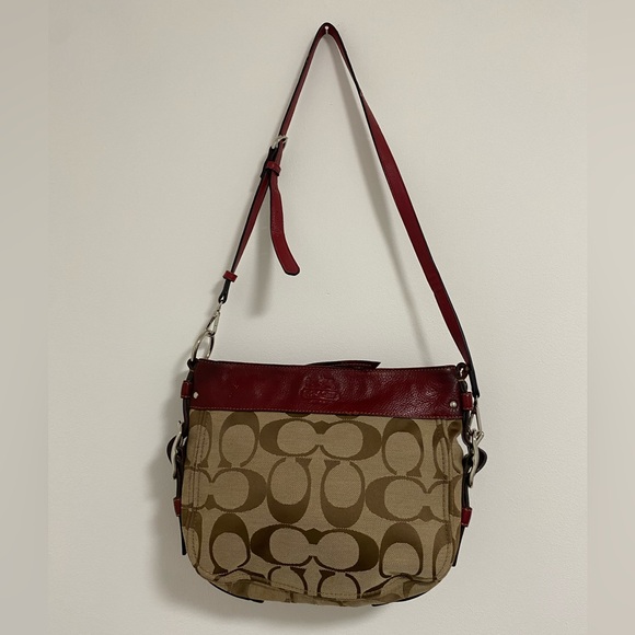 Vintage Coach Red and Tan Crossbody Bag - Picture 1 of 8